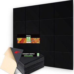 18 Pack Black Acoustic Panels 12"X12"X 0.4"Sound Absorbing Panel Soundproof